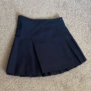 Black Pleated Skirt with Button Detail